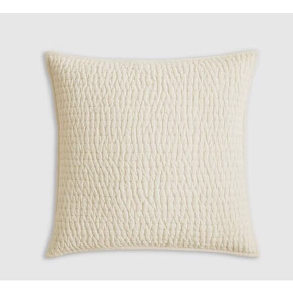 Quince European Linen Cotton Hand Stitch Quilted Euro Sham Ivory NWOT #22 - Picture 6 of 7